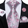 100 soie Floral rose cravates pour hommes fête de mariage homme cravate mouchoir broche boutons de manchette ensemble accessoires Gravata