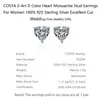 Stud 2-4ct d colorido coração brinco de moissanita para mulheres 100% 925 prata esterlina Excelente casamento de casamento de jóias finas de jóias Kirs22