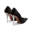 Fashion Dress Shoes McNabney Women Red Black Velvet Strange Style Heel Pointed Toe Stiletto Pumps Hand Made High 35-43