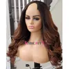 Бразильский 1x4 Открытие U Part Human Hair Wigs для чернокожих женщин блестящие медные коричневые выделения Wavy 200density V -шарики remy remy