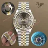 Diamond Woman Watch 31 mm szare rzymskie cyfry złoty jubileuszowy 2813 Automatyczne stalowe pływanie Wodoodporne zegarek2408