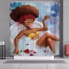 Tende da doccia Donna africana Tenda in poliestere impermeabile e antimuffa Tenda da bagno digitale stampata personalizzata Doccia