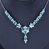 Цепи серебряный цвет создал роскошные сапфиры голубые бриллиантовые ожерелья годовщина