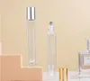 10ml Empty Pen Square Clear Glass Roll on Bottle with gold cap stainless steel roller ball for Essential oil Perfume SN6470