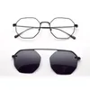Mode lunettes de soleil cadres lunettes cadre pour femmes rétro polygone Ultra-léger mince côté violet polarisant aimant verre décoratif