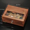Boîtes à montres 8 grilles Boîte en bois de couleur marron de haute qualité pour hommes avec rangement verrouillable en verre