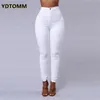 Jeans skinny de cor sólida mulher branca preta cintura alta render jeans vintage sexy calça longa femme lápis casual calças jeans 220701