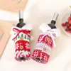 Nieuwe 2023 Kerst gebreide Wine Bottle Covers Snowflake Tree Wines Flessen met Bowknot Beer Cover Nieuwjaar Kerstmis Decoratie GC1014