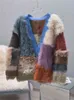 Päls kappa kvinnor hög kvalitet färg sömmar långärmad v hals ull pälsjackor 2022 Autumn Winter New Young Style Clothing T220810