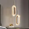Hanger lampen moderne led lamp slaapkamer woonkamer bed ijzer goud ovaal acryl long el restaurant bar tafel verlichtingpendant