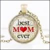 Pendentif Colliers Pendentifs Bijoux Nouveau Collier À La Mode Rond Fête Des Mères Vous Êtes La Meilleure Maman Jamais Verre Photo Cadeau H0129-1 Drop Deliver