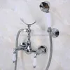 Bathroom Shower Sets Polished Chrome Faucet Bath Mixer Tap Wall Mounted Hand Held Head Kit Kna268Bathroom