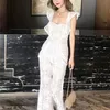Tulumlar Yaz Pantolon Beyaz Dantelli Kılıç Kadın Perspektif Şeffaf Uzun Seksi Parti Kulübü Sokak Giyim Pist Yeni T200509