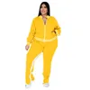 Plus Size Tracksuits Fall Kläder för Kvinnor Sport Ställer Ladies Coat Byxor Passar 2 Två Piece Outfits