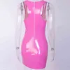 Ranmo Sexy Women Mini Vestido Pu Couro Rosa Vermelho Preto Bodycon Dress para Festa de Clube Mancha Verão Vestidos Elegantes 2022 Y220526