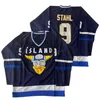 Nikivip Custom Mighty Ducks Stahl＃9アイスホッケージャージアイスランドジャージーメンズ刺繍青任意の名前または番号