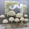 Luxury White Rose Artificial Flower Row Arrangement Wedding Scene Decor Backdrop Wall Hanging Curtain Floral Table Flower Ball 2203003997