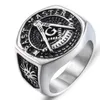 316 Anéis de Aço Inoxidável Anéis Homens AG Gift Jewel Retro Prata Antigo Preto Compass Freemason Masonic Ring Gifts Jóias