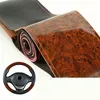 Capa do volante Capa de carro Universal Wood Grain costure-se de couro com rosca de agulha sem deslizamento de peças automáticas resistentes a desgaste