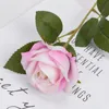 Rosas de seda flores artificiais com único caule para o presente do dia dos namorados da decoração do casamento