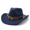 Basker fyra säsonger man kvinnor cowboy hattar ull etnisk stil västband bandad koppar mynt dekoration högkvalitativ kapsberets beretsarets oliv22