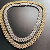 Firstmadam Custom Pure 18k Gold 14mm Width Cuban Necklace with Paved Diamonds