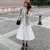 Autumn Gretida Mulheres Doce Doce Moda Longa Manga Longa Colera Mãe Vestido Branco Dresses Maternidade Vestido Longo J220628