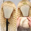 Inch 28 613 Honey Blonde Deep Wave Lace Front Human Hair Wig 13X4 Curly Glueless Synthetic Frontal Wigs For Women al s