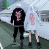 Drop Style chinois Cherry Blossom Sweat à capuche surdimensionné Couple High Street Hip Hop Rock Band Sweat Automne Hiver 220402