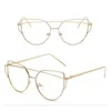 Качественные солнцезащитные очки, винтажные очки «кошачий глаз», прозрачные линзы, мужские и женские модные очки в золотой металлической оправе, большие черные очки 2022, солнцезащитные очки8877972