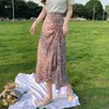 LUCYEver Floral Highwaisted Skirt Fashion Moda Prind Print Long Woman Woman Summer Beach Aline Chiffon Saias 220523