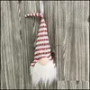 Souvenirs Led Ball Gnomes Poupée Pendentif Pour La Fête De L'arbre De Noël Père Noël Barbe Blanche Chapeau Rayé En Peluche Jouet En Peluche Maison El Mark Mxhome Dhd71