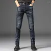 Jeans masculinos grandes homens casuais elasticidade direta de moda fina cintura solta calça de negócios