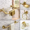 Bad-Zubehör-Set Gold, luxuriöse Badezimmer-Hardware im europäischen Stil, klassischer vergoldeter Handtuchhalter, antikes Varved-Zubehör-Set, Bad