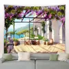 Tapestry Park Flowers Tapestry Pink Plant Vintage Brick Wall Arch Modern Home G