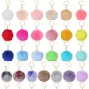 43 color 6CM keychains fluffy artificial rabbit fur ball key chains bulk Women children car bag keyring Lovely velvet keychain jewelry accessories