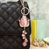 Keychains Men High-end Rhinestone Tulip High Quality Key Holder Bag Vintage Accessories Women Gift Jewelry K2027Keychains