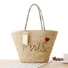 Evening Bags Casual Hand-embroidered Sequin Letters Straw Basket Rattan Women Handbags Wicker Woven Shoulder Bag Summer Beach Large ToteEven