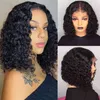 Remy Deep Wave T Part Lace Human Hair Wigs Short Curly Bob PrePluck Baby Brazilian Wig for Women 220609