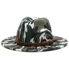 Chapeaux à large bord Fedora femmes hommes Camouflage décontracté Jazz casquette imprimer Western Cowboy luxe en plein air robe formelle chapeau feutré Eger22