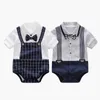 Ensembles de vêtements Born Boys Gentleman Vêtements Outfit Costume Set Baby Tie Bow Romper Infant Kid Formel Mariage Anniversaire 3-18 MonthsClothing