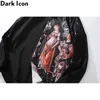 Dark Icon Printed Long Sleeve Shirts Men Oversized Men's Streetwear Shirt 220321