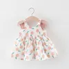 Été enfant en bas âge fille robe ensemble de vêtements bébé robes de plage mignon arc Plaid sans manches coton nouveau-né princesse robe + chapeau de soleil