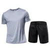 2 Pcs Sets Men s Sportswear Short Sleeve T Shirt Athletic Wear Compression Suit Gym Elastic Tracksuit Ropa Deportiva Running Set 220706