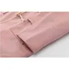Claxon roze katoenen jas vrouwen herfst winter gewatteerd verdikte middenlengte boven knie wollen jas vrouwige stijl L220725