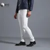 Men's Pants Men Leather Jacket 2022 28-37 Plus Size Locomotive Waterproof Oil-proof Fashion Solid White/BlackMen's