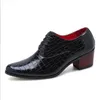 رجال التمساح عالي الكعب أحذية رسمية جلدية بنية متسكعون لباس أزياء رجال أحذية غير رسمية zapatos hombre da025