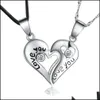 Pendentif Colliers Demi-amour coeur collier ensemble pour femmes bijoux féminins à la mode cadeaux de saint valentin 2 pièces/ensemble couples collier Sexyhanz Dh7Q8