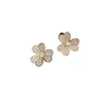 Famous Brand Pure 925 Sterling Silver Luxury Jewelry Earrings For Women Gold Color Flowers Sweet Romantic Luck Clover Wedding6166968