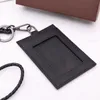 Uitstekende kwaliteit echte lederen zwarte kaarthouders Long Strap Mini Wallet Business Work ID -kaarten Case Promotie Geschenk